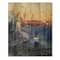 Designart - Blue Tram At Sunset With Church During Sunset - Nautical & Coastal Print on Natural Pine Wood